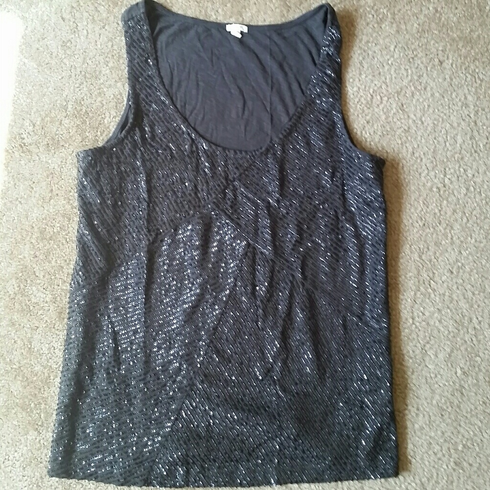 J. CREW black sequin cotton tank top